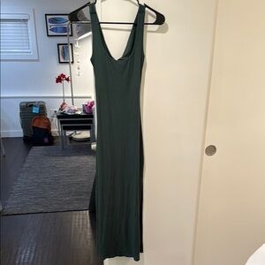 Dress Forum Green Ribbed Sheath Maxi Dress
